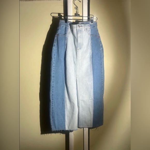 Two-Tone Denim Skirt - Picture 1 of 8